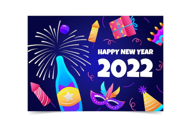 Gradient new year greeting card template