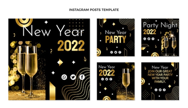 Gradient new year instagram posts collection