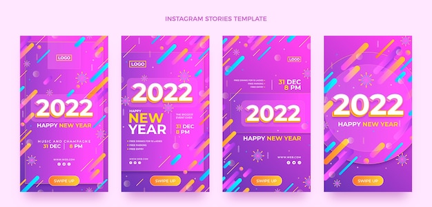 Gradient new year instagram stories collection