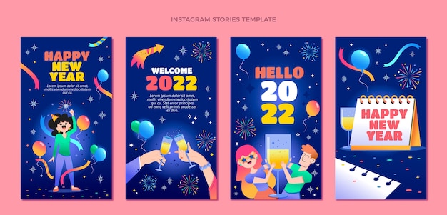 Gradient new year instagram stories collection