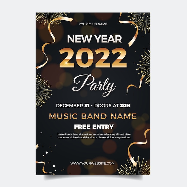 Gradient new year party flyer template