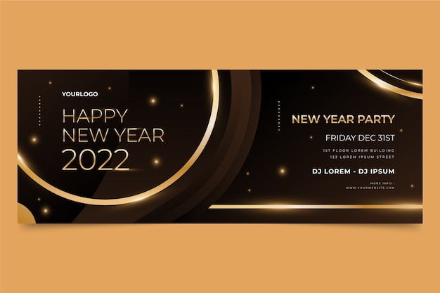 Gradient new year social media cover template