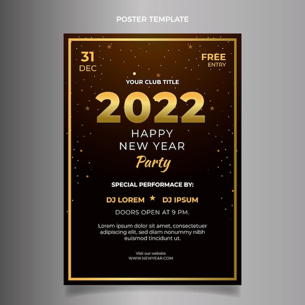 Gradient new year vertical poster template