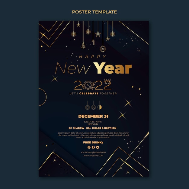 Gradient new year vertical poster template