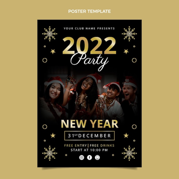 Gradient new year vertical poster template