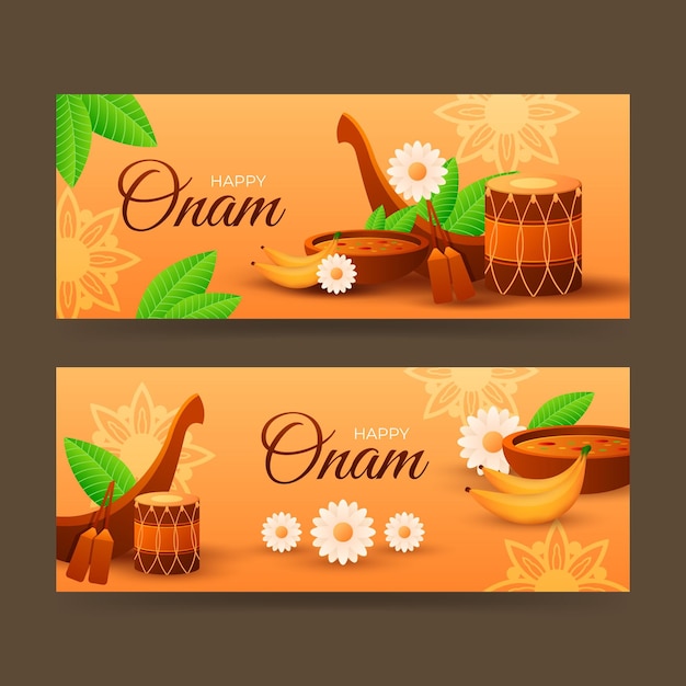 Gradient onam banners set