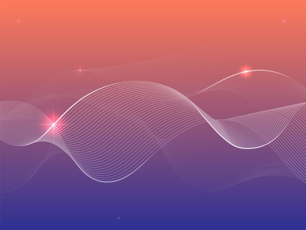 Gradient Orange And Blue Background With Abstract Wave Line Motion Technology Concept