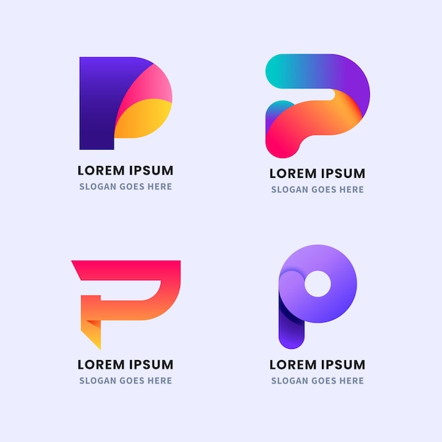 Vector gradient p logo collection