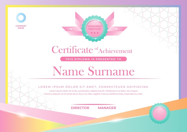 Gradient pastel luxury certificate