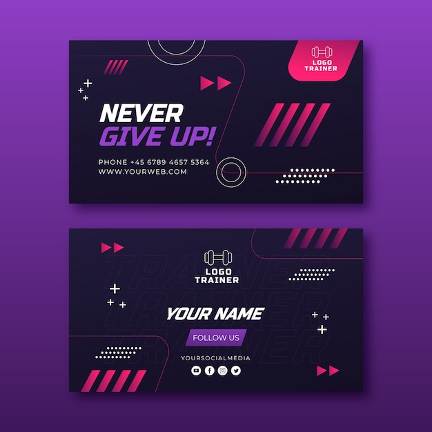 Gradient personal trainer horizontal business card