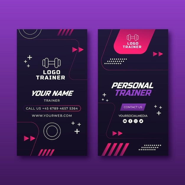 Gradient personal trainer vertical business card