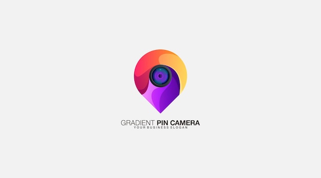 Gradient pin camera logo design vector logo design