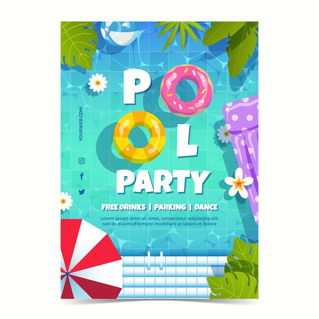 Gradient pool party celebration poster