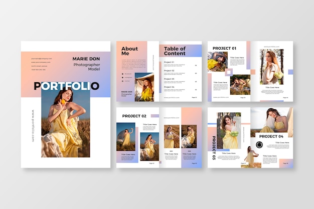 Gradient portfolio template with details