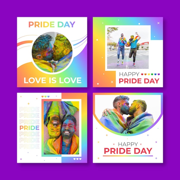 Gradient pride day instagram posts collection