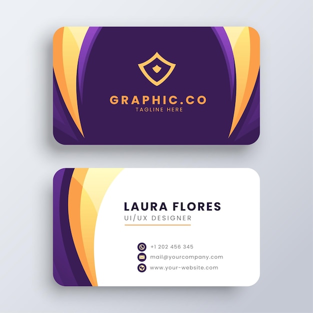 Gradient purple and yellow business card template