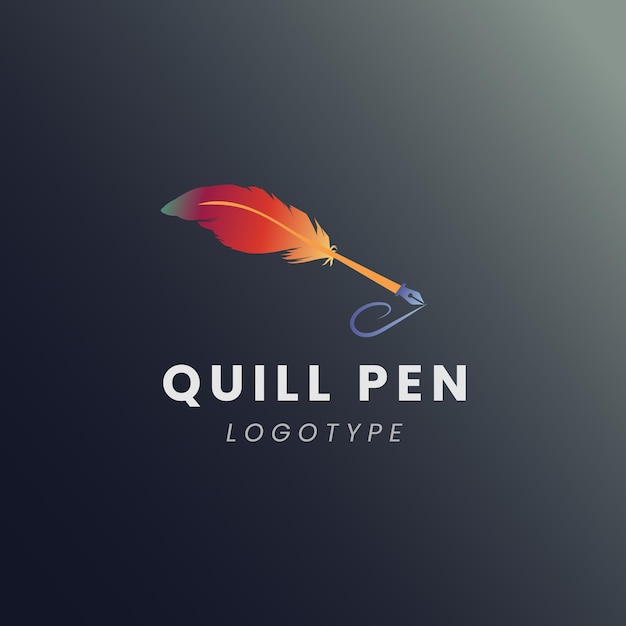 gradient quill pen logo template design