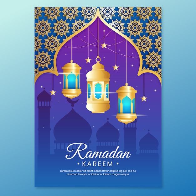 Gradient ramadan greeting card template