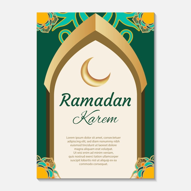 Gradient ramadan greeting card template