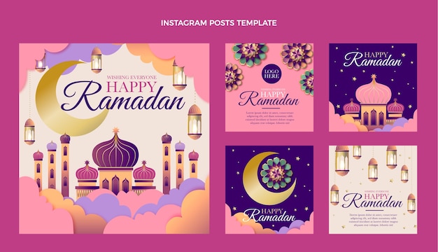 Gradient ramadan instagram posts collection