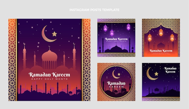 Gradient ramadan instagram posts collection