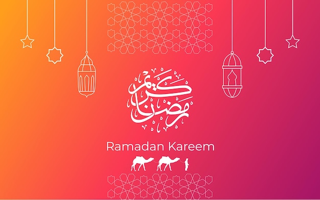 Gradient Ramadan Kareem Background with White Vector Illustration