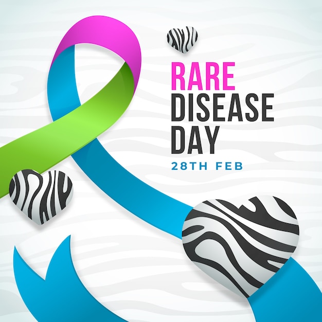 Gradient rare disease day illustration with ribbon