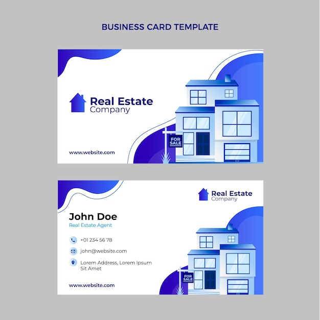 Gradient real estate business card with buildings