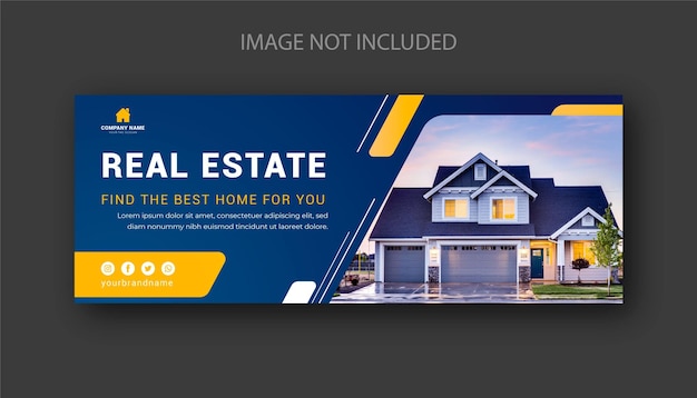 Gradient real estate facebook cover template premium vector