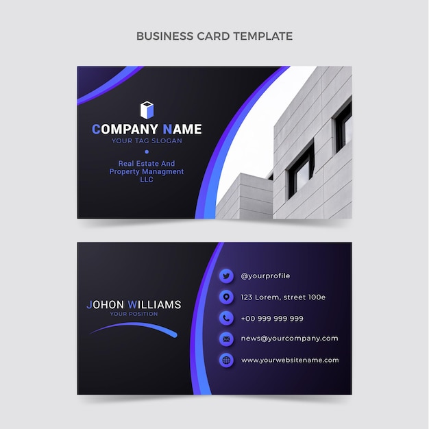 Gradient real estate horizontal business card template