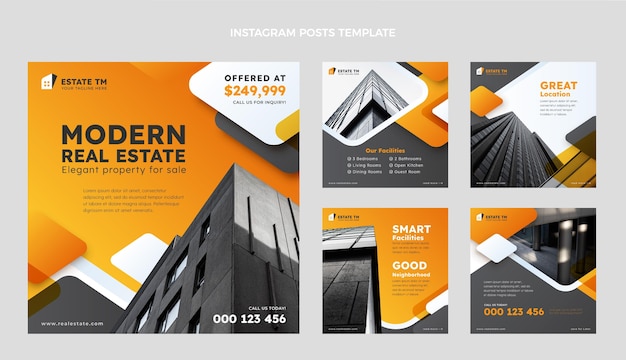 Gradient real estate instagram post template