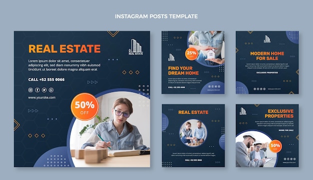 Vector gradient real estate instagram posts