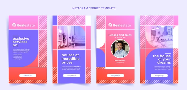 Vector gradient real estate instagram stories