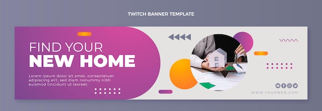 Gradient real estate twitch banner template