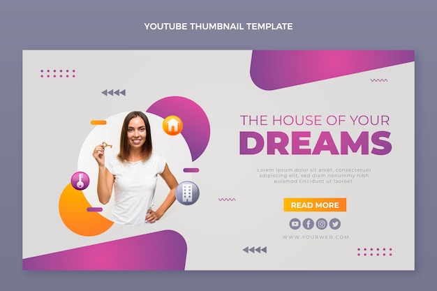 Gradient real estate youtube thumbnail template