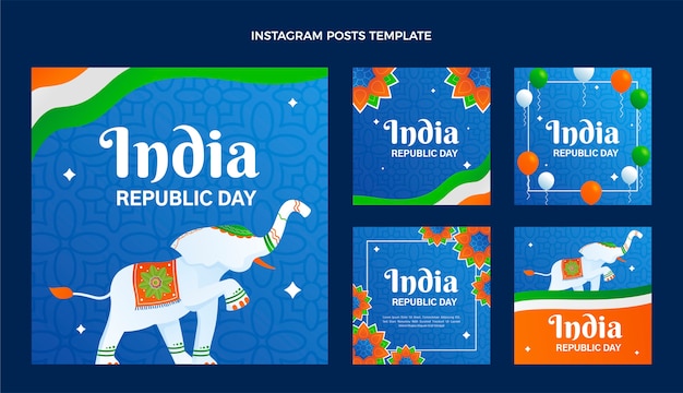 Gradient republic day instagram posts collection