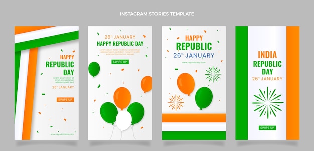 Gradient republic day instagram stories collection