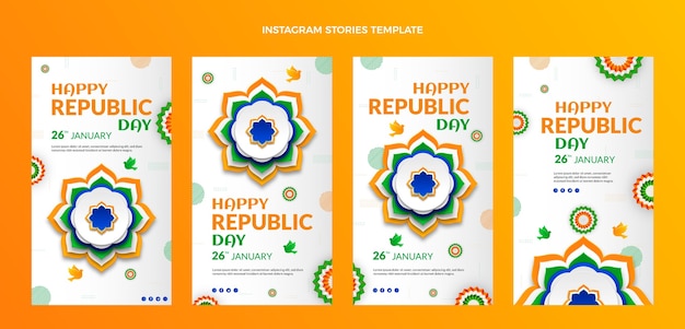 Gradient republic day instagram stories collection