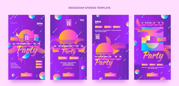 Gradient retro vaporwave disco party template