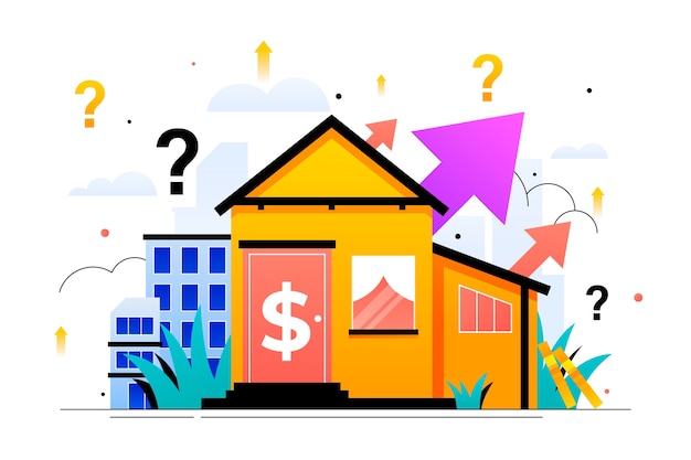 Gradient rising house prices illustration