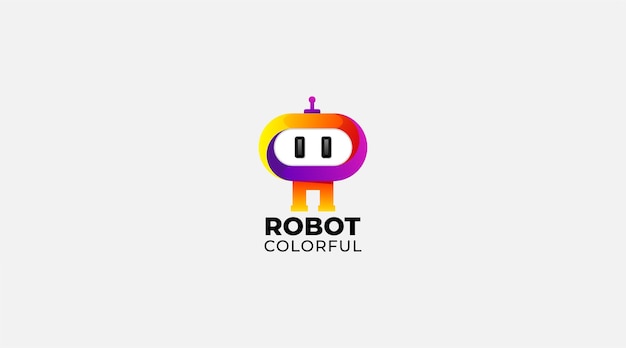 Gradient robot vector logo design illustration