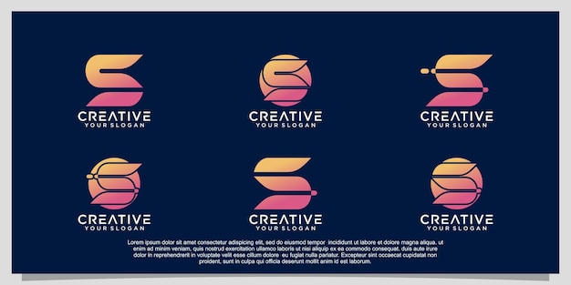 Gradient S logo design collection unique concept Premium Vector