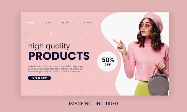 Vector gradient sale landing page template with photo