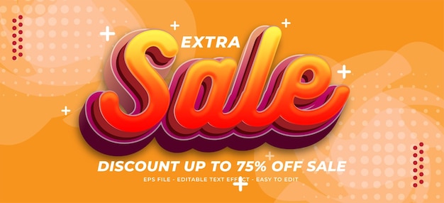 Gradient sale special offer promo design with text effect editable 3d text style