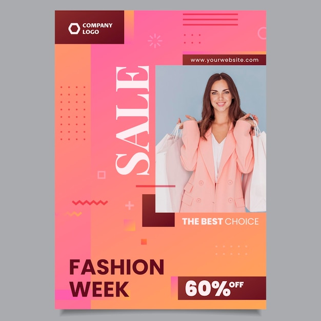 Gradient sales poster template with photo