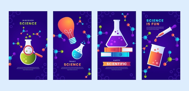 Gradient science instagram stories design template