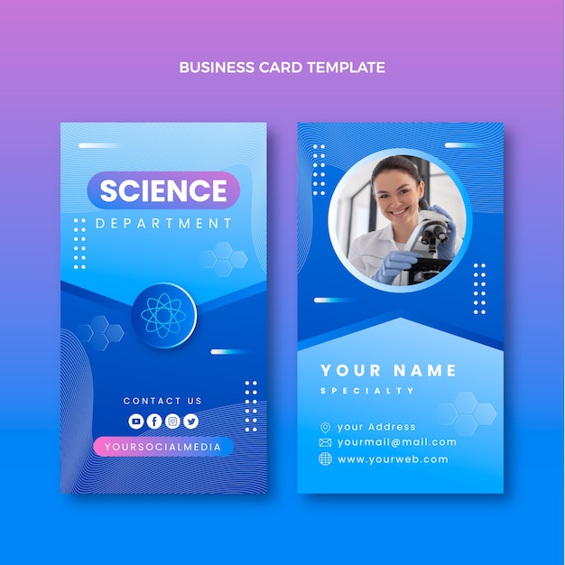 Gradient science vertical business card template