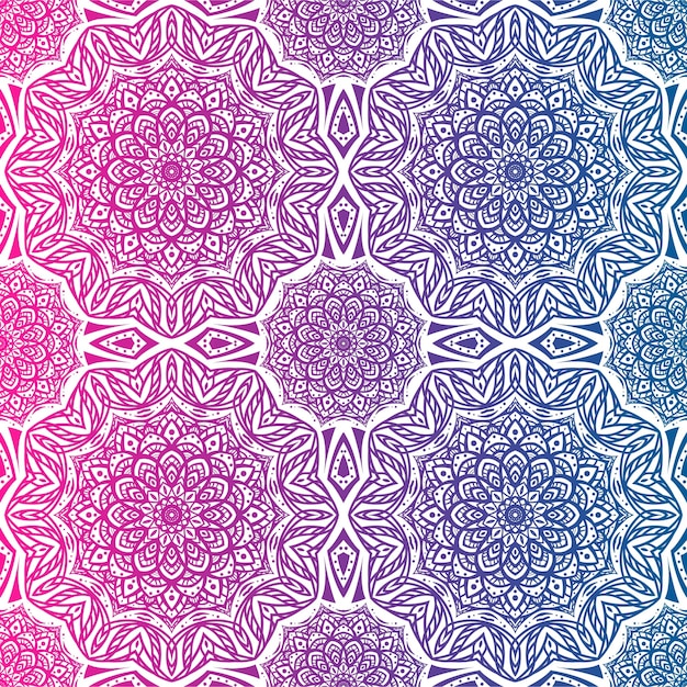 Gradient seamless pattern with mandala