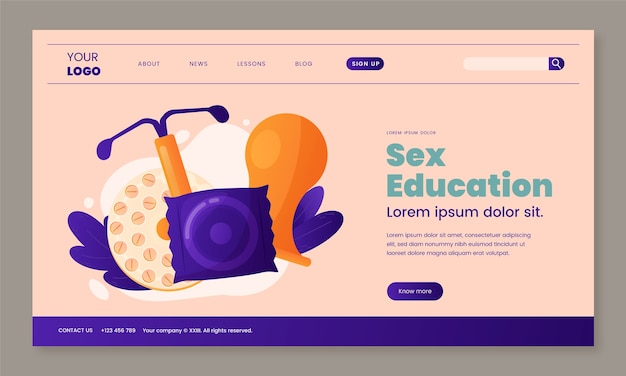 Vector gradient sex education landing page