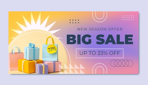 Gradient shopping discount horizontal sale banner